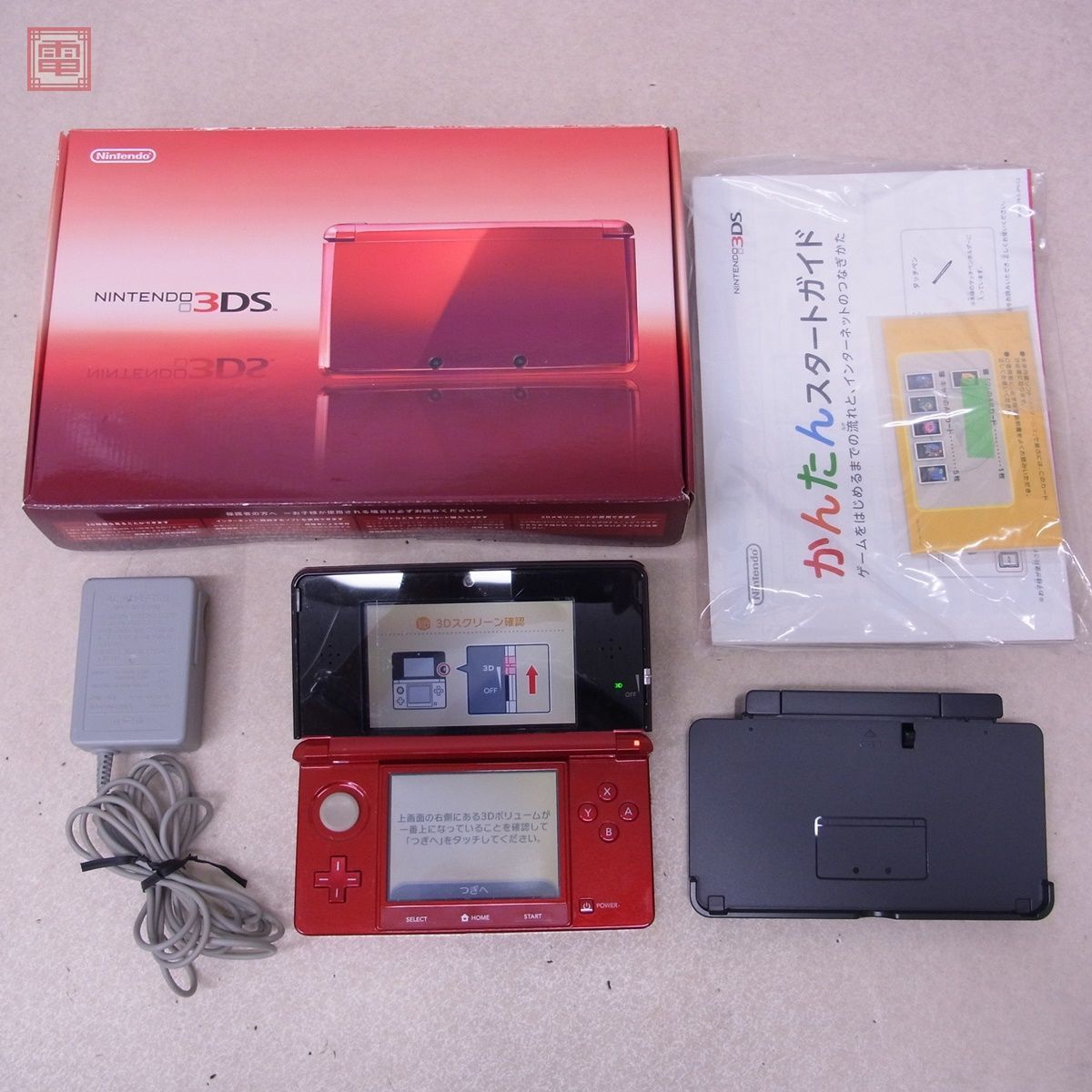 動作品 ニンテンドー3DS 本体 CTR-001 フレアレッド FLARE RED 任天堂 Nintendo 箱説付【20_画像1