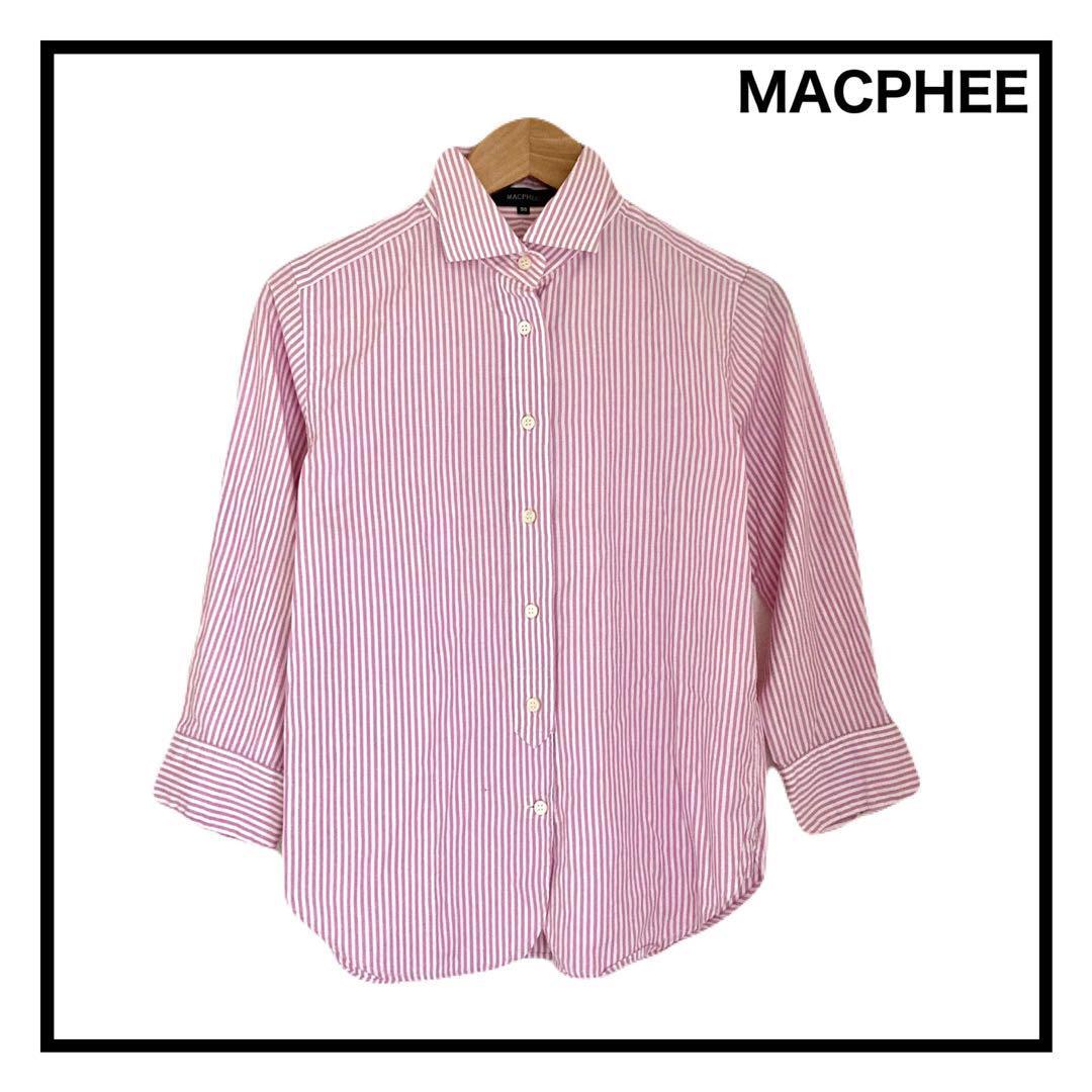 MACPHEE　コットンシャツ　レディース　ストライプ　ピンク　38_画像1