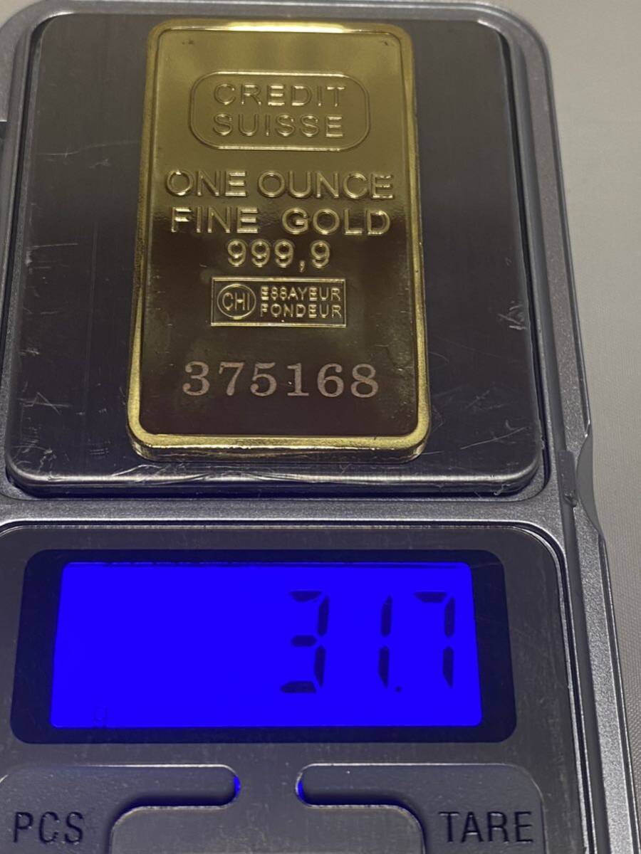 金貨長方形 スイスCREDITSUISSE /インゴット記念金貨コイン・GOLD 31.7g 24kgp Gold Plated ケース付きの画像4