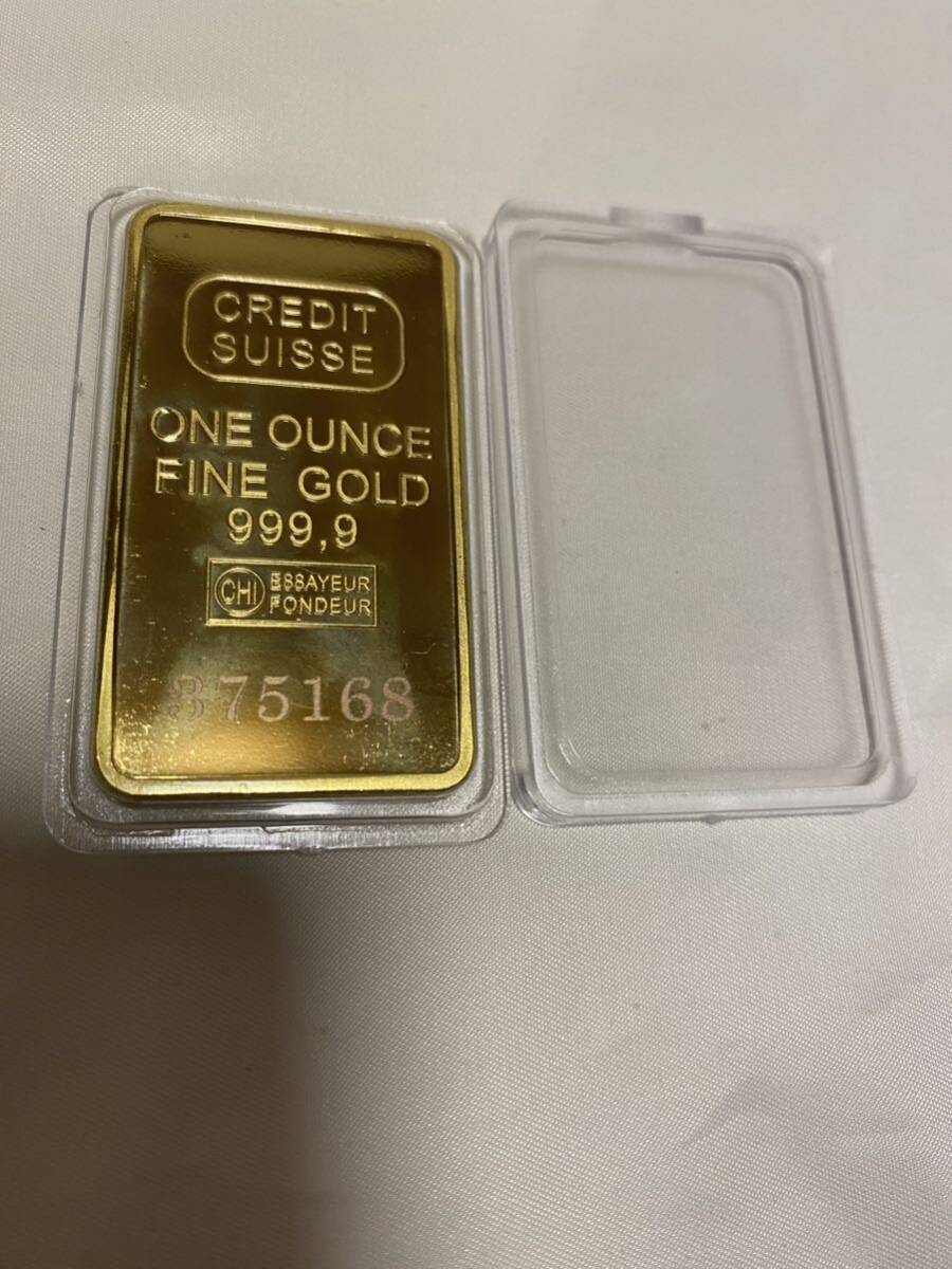金貨長方形 スイスCREDITSUISSE /インゴット記念金貨コイン・GOLD 31.7g 24kgp Gold Plated ケース付きの画像2