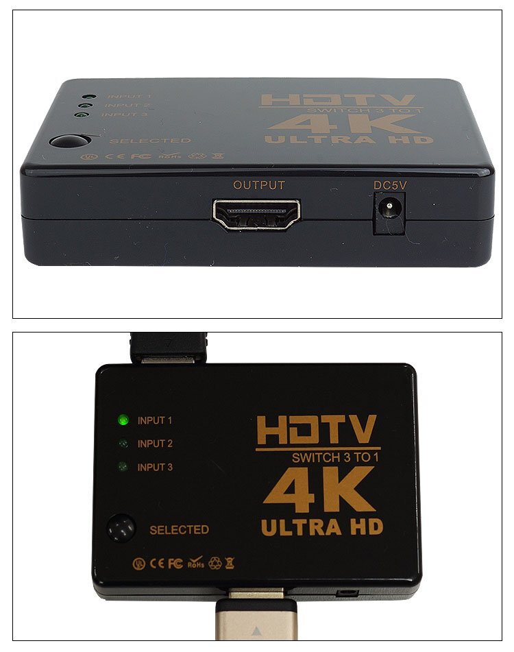 HDMI セレクター 4K対応 3入力1出力 電源不要 手動切替 3ポート 切替器 ゲーム機 パソコン テレビ モニター ポスト投函 送料300円_画像6