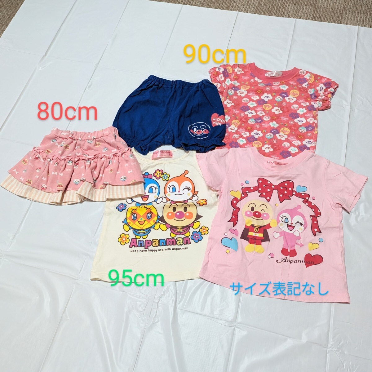 アンパンマン 女の子 服 80 90 95 100 まとめ売り ドキンちゃん コキンちゃん メロンパンナちゃん スカート 半袖Tシャツ タンクトップの画像1