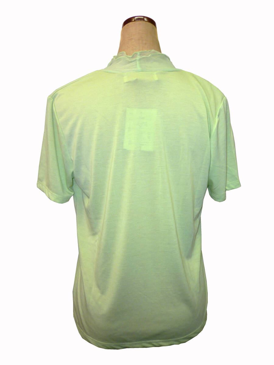 半袖　フリルネック　Tシャツ　トップス　ライムグリーン　Mサイズ　新品未使用