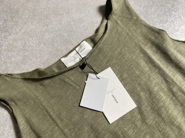  unused tag attaching *antiqua* spring summer * adult coming out feeling * boat neck s Rav tank top cut and sewn * size M* anti ka