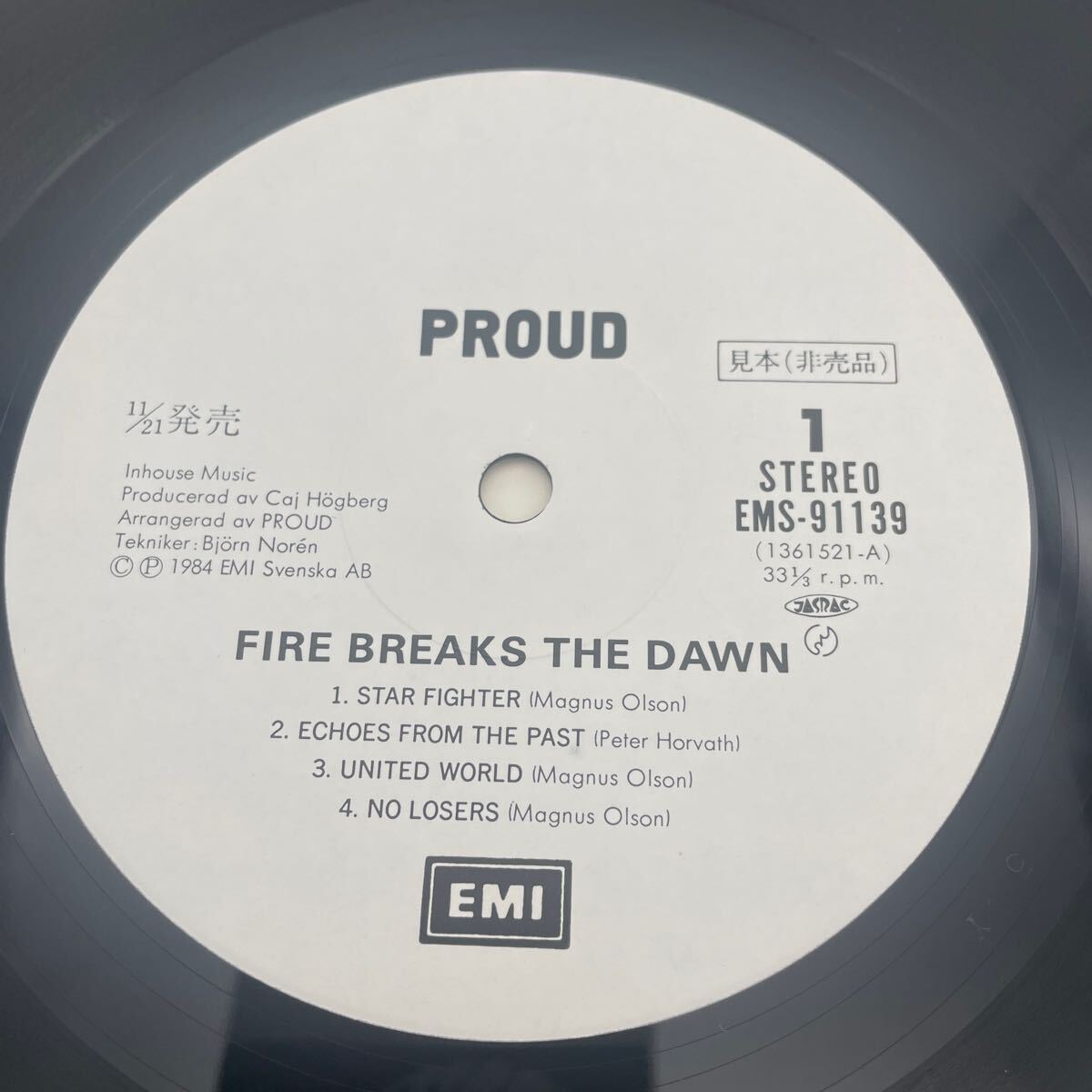 【日本盤・プロモ】プラウド/Proud/情炎の白夜/Fire Breaks The Dawn/スウェーデン/89年作/レコード/LP/北欧メタル_画像4