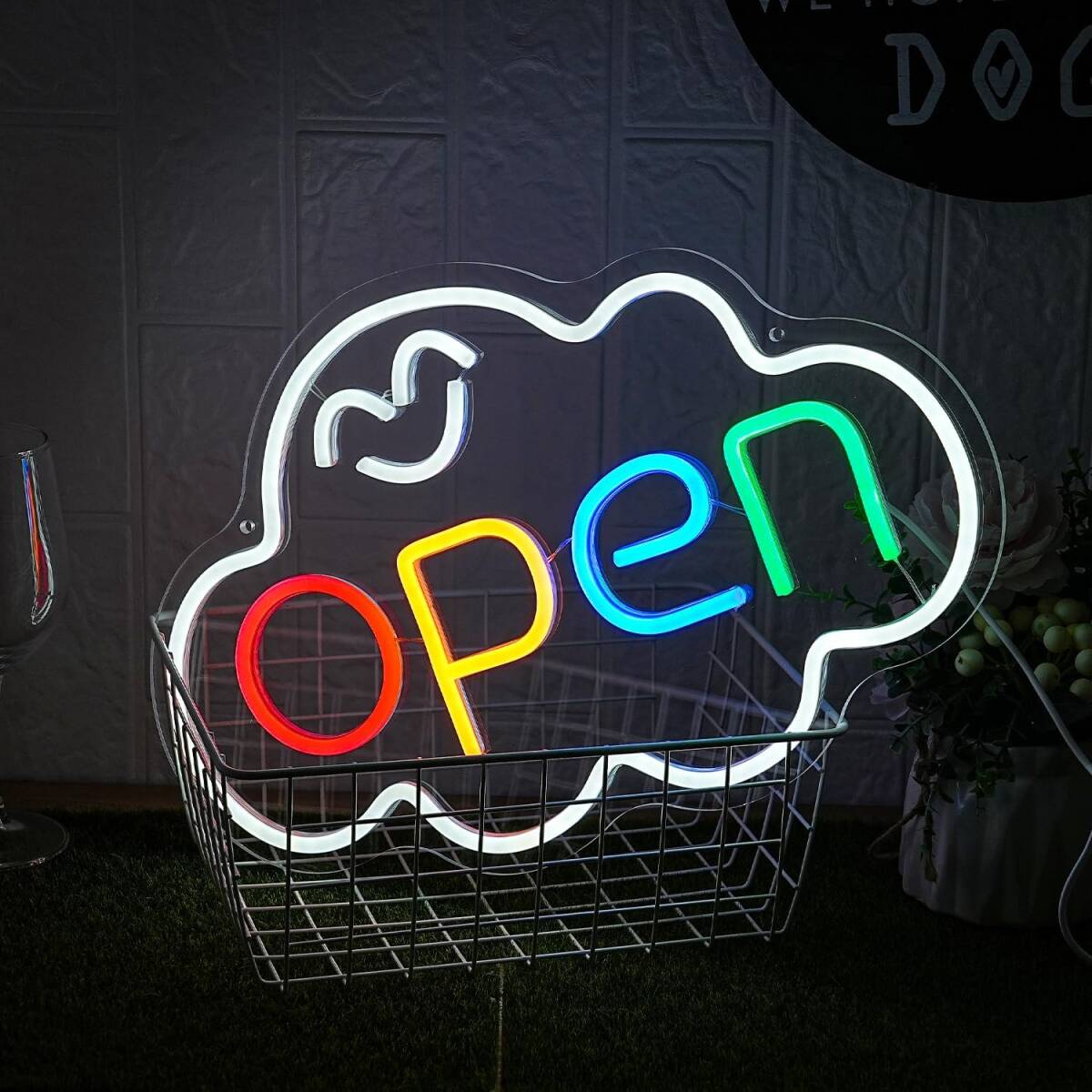 ネオンサイン ネオンライト オープンロゴ 雲 ネオン看板 LED ホームバー 居酒屋 パーティー クラブ USB電力供給 スイッチ付き