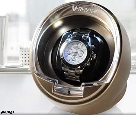 ワインディングマシーン シャンパンゴールド 1本巻き 腕時計 マブチモーター 自動巻き上げ機 静音 時計ケース 4種類回転モード LED_画像1