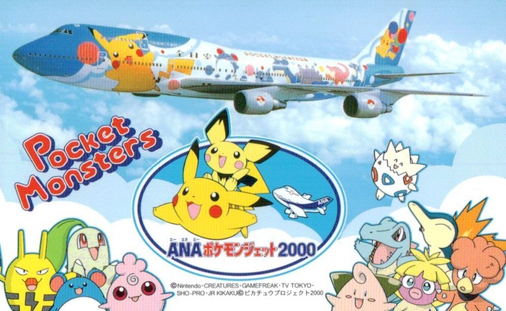 * Pocket Monster ANA( все день пустой ) Pokemon jet 2000 Пикачу nintendo * телефонная карточка 50 частотность не использовался qe_18