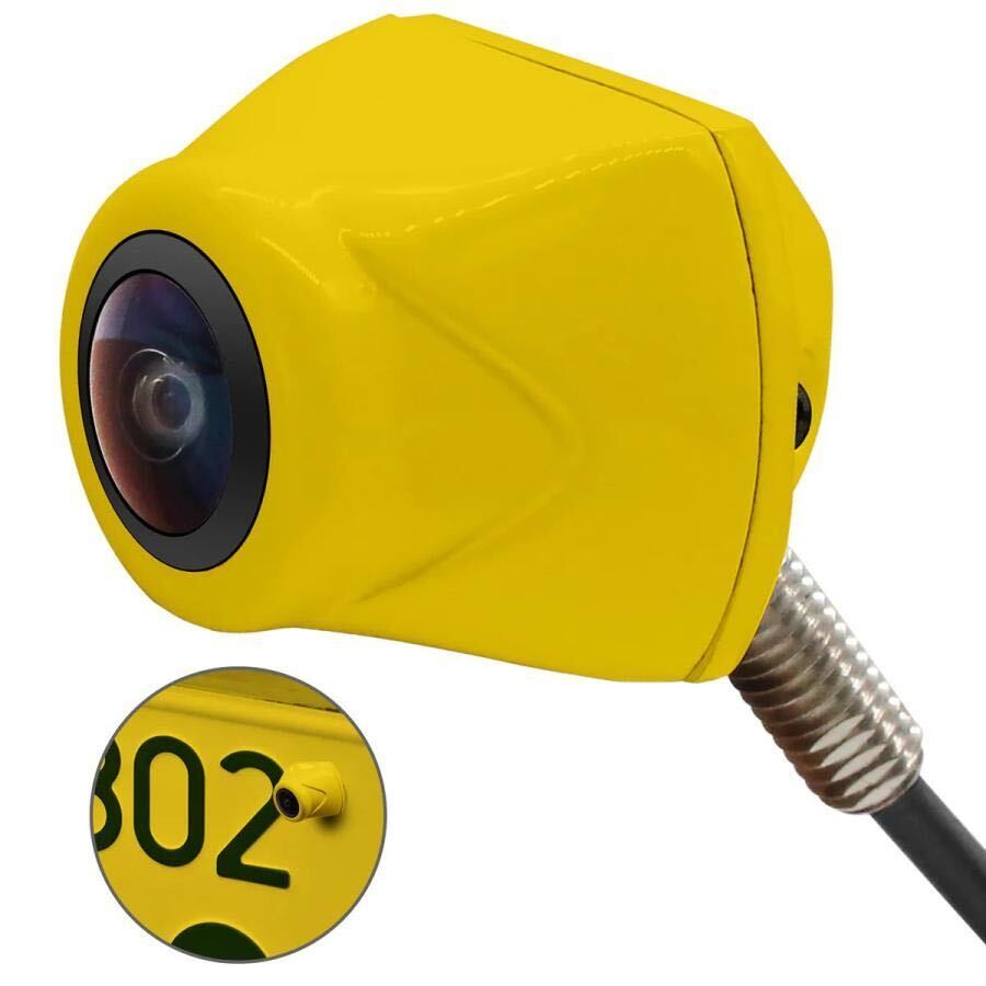  камера заднего обзора номерная табличка установка миниатюрный CCD сенсор 100 десять тысяч пикселей супер широкоугольный IP69K водонепроницаемый основополагающие принципы позитивное изображение / зеркальное отражение переключатель возможно желтый 12V~24V