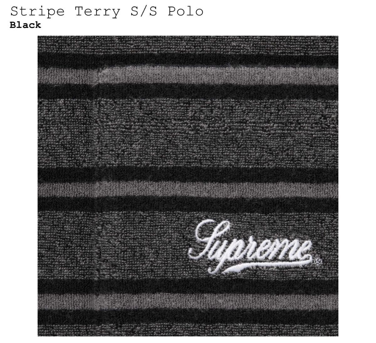 supreme Stripe Terry S/S Polo Black Sサイズ