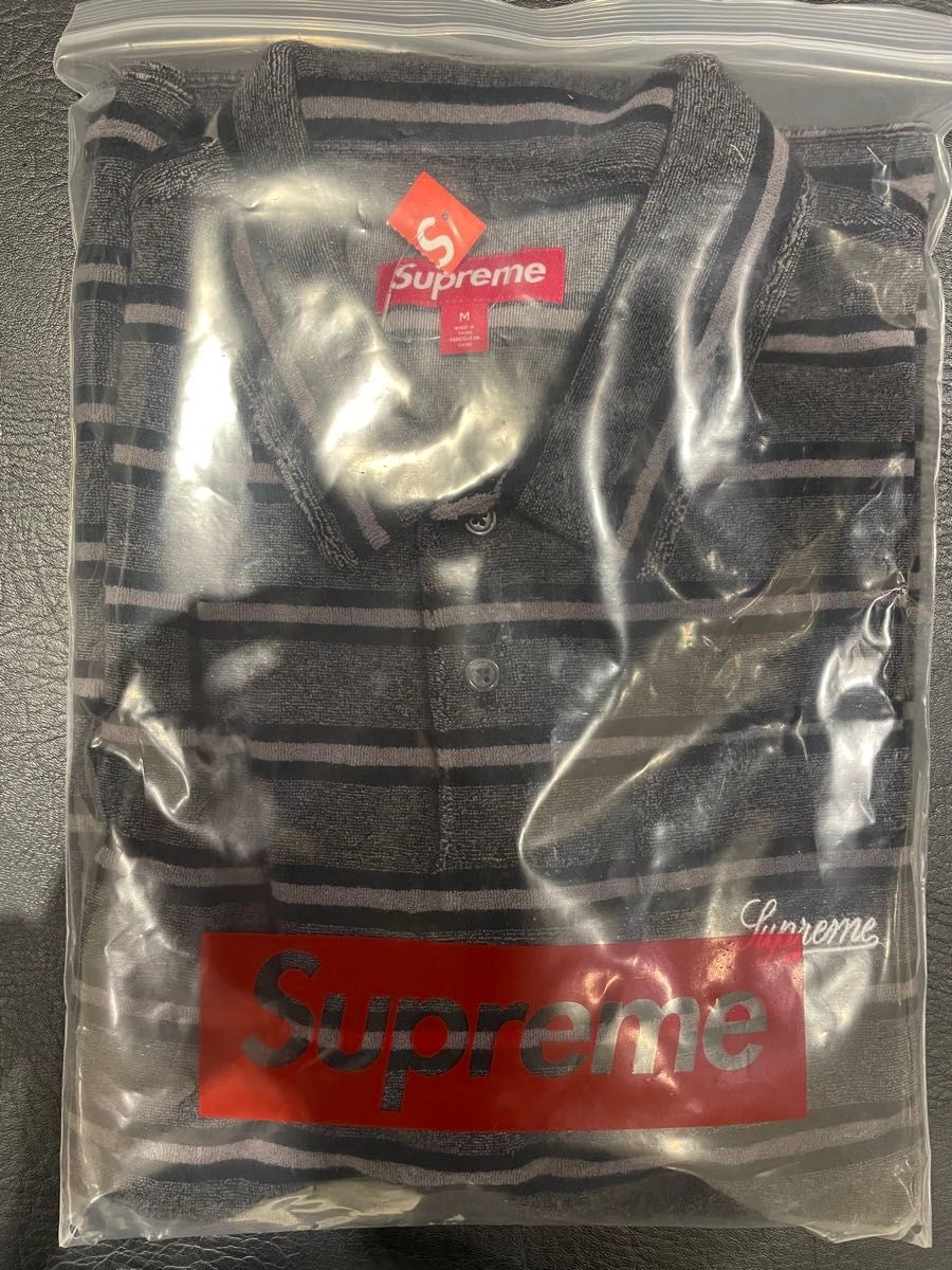 supreme Stripe Terry S/S Polo Black Mサイズ