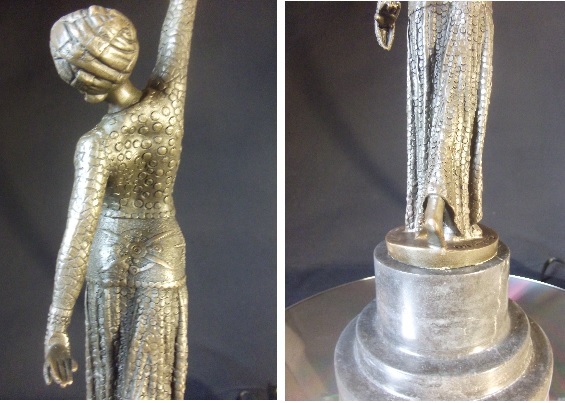 アールデコ★チパルス ダンサー・ ブロンズ彫刻像/大理石台/ D.H.Chiparus刻印有/青銅製/高３８㎝・重２．２kg/３・リアル・ドール銅像の画像7