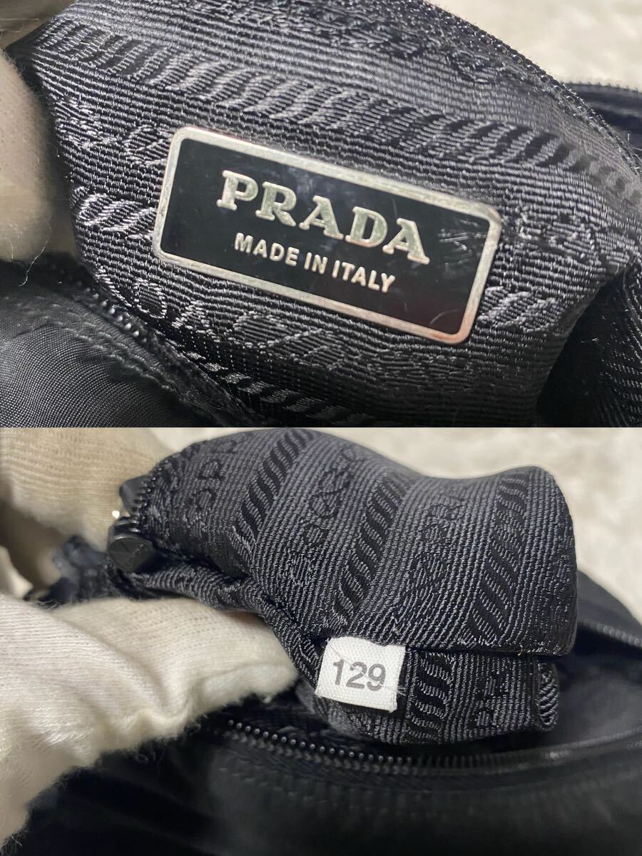 1円 PRADA プラダ ショルダーバッグ ナイロン 三角プレート ロゴプレート ブラック 黒 斜め掛け テスートナイロン レザー _画像10