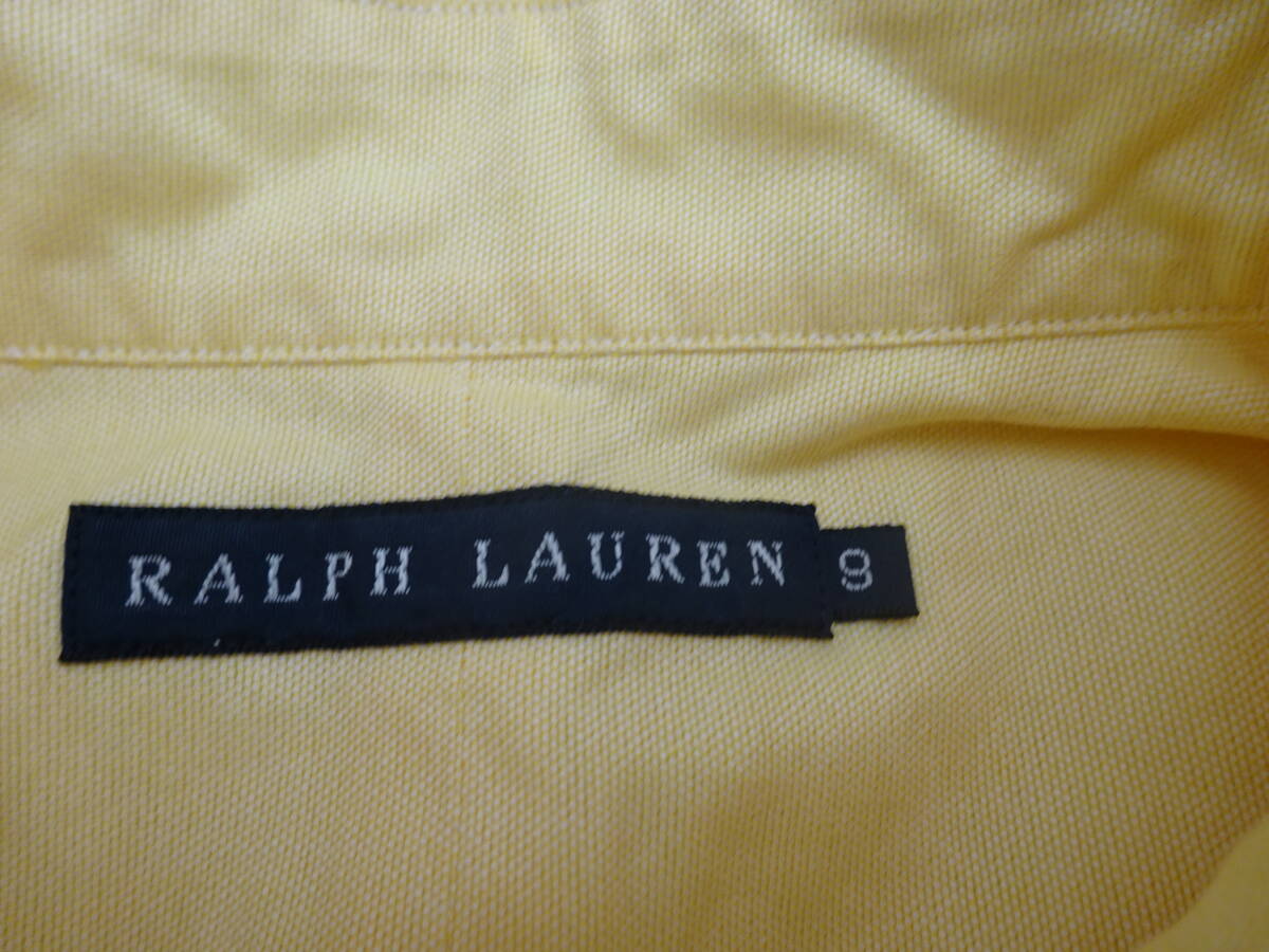 RALPH LAUREN ラルフローレン★ラインが綺麗 長袖 ボタンダウンシャツ 未使用 9/M 黄色_画像3