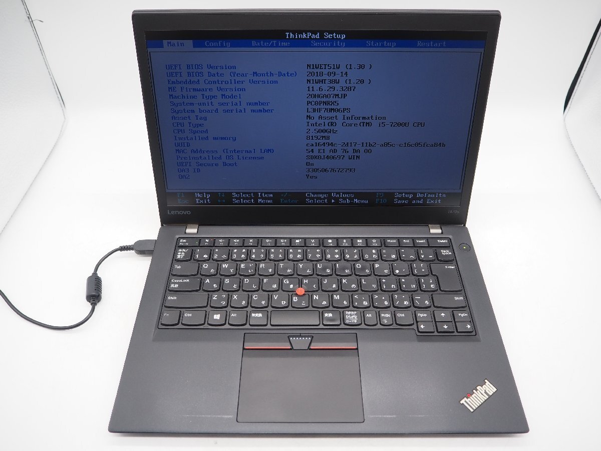 【Z6259】【Z5547】★Lenovo☆ThinkPad T470s■Core i5-7200U 2.5GHz/メモリ8GB/_画像1