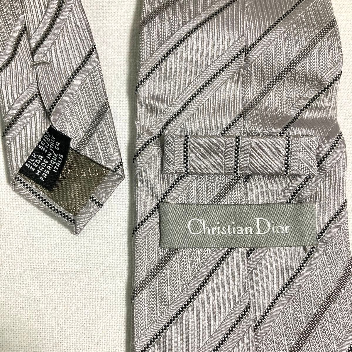 Christian Dior クリスチャン ディオール ネクタイ シルク 絹 メンズ 紳士 イタリア製 ストライプ