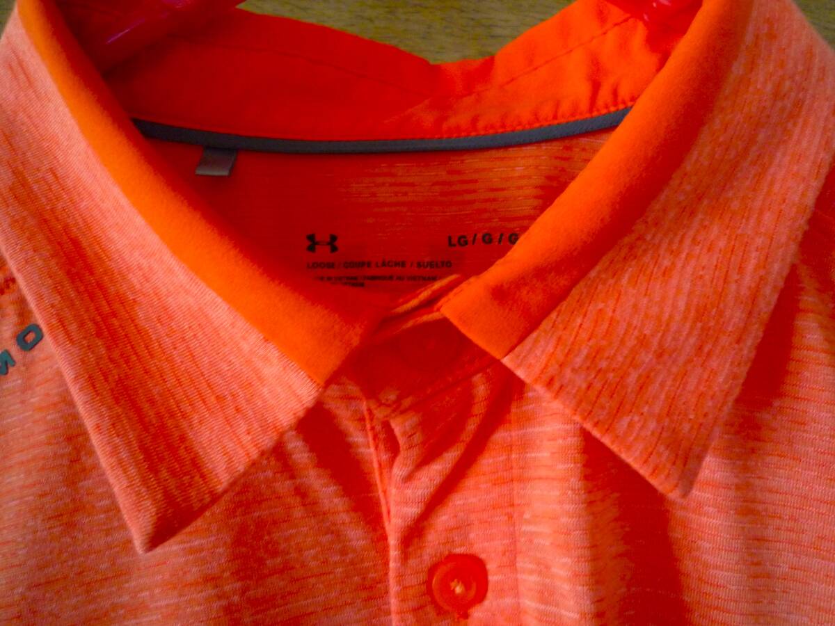 ☆　送料無料・美品　☆　アンダーアーマー　ポロシャツ　ヒートギア　LG　オレンジ　ゴルフやテニスに！これからの時期に最適！　