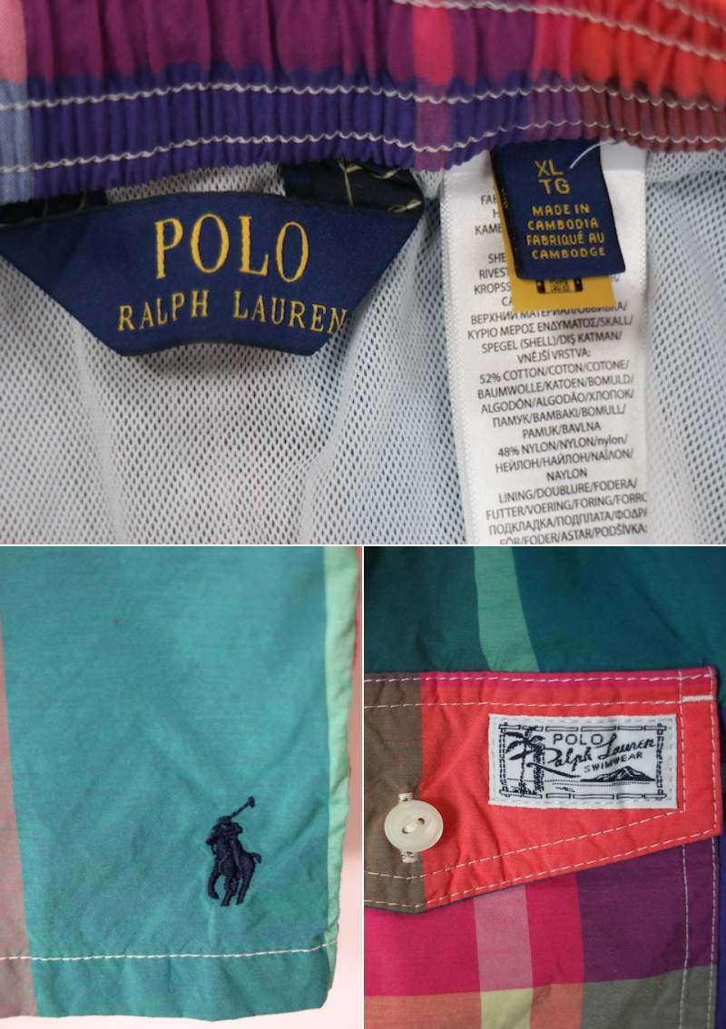 POLO RALPH LAUREN ラルフローレン マドラスチェック スイム ショート パンツ(メンズ XL)海パンの画像7