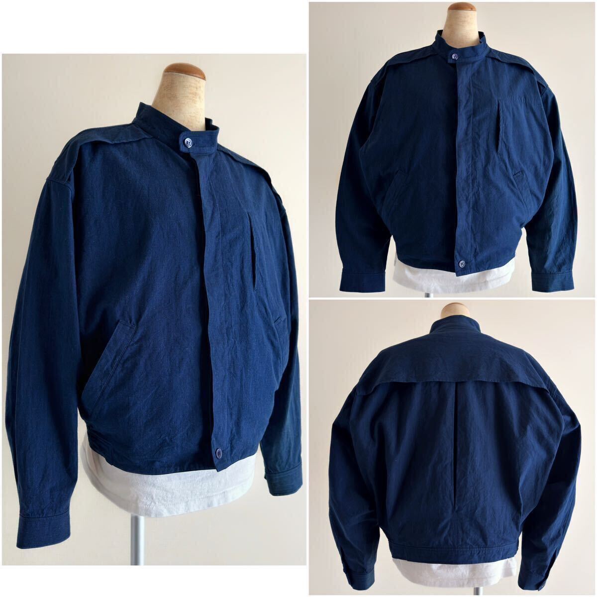 初期 1970s〜 ISSEY MIYAKE MEN 藍染め インディゴ コットン シャツ ジャケット ブルゾン ビンテージ アーカイブ イッセイミヤケ メン _画像9