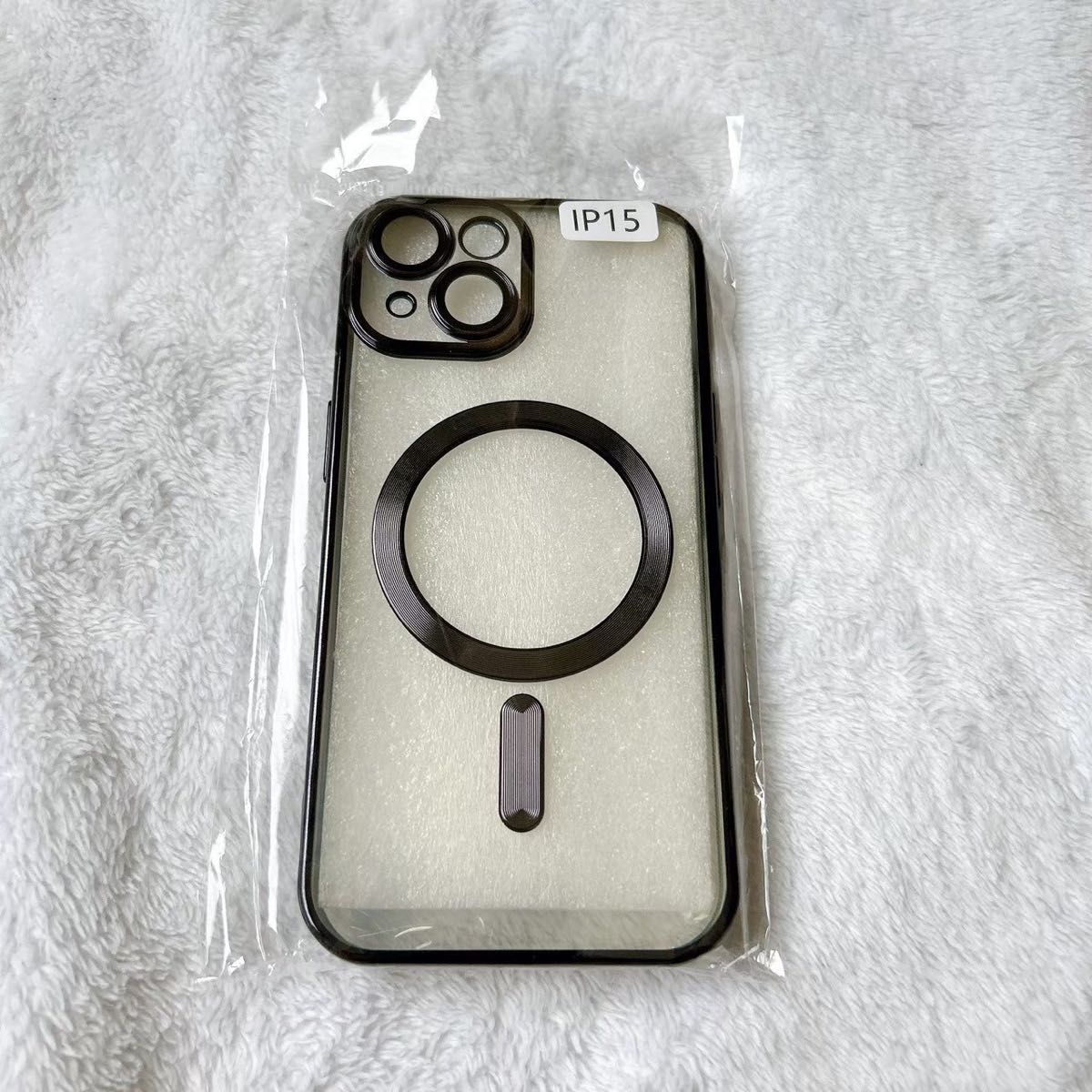iPhone15 ケース MagSafe対応 マグセーフ レンズ保護 ブラック 黒  ワイヤレス充電 カバー
