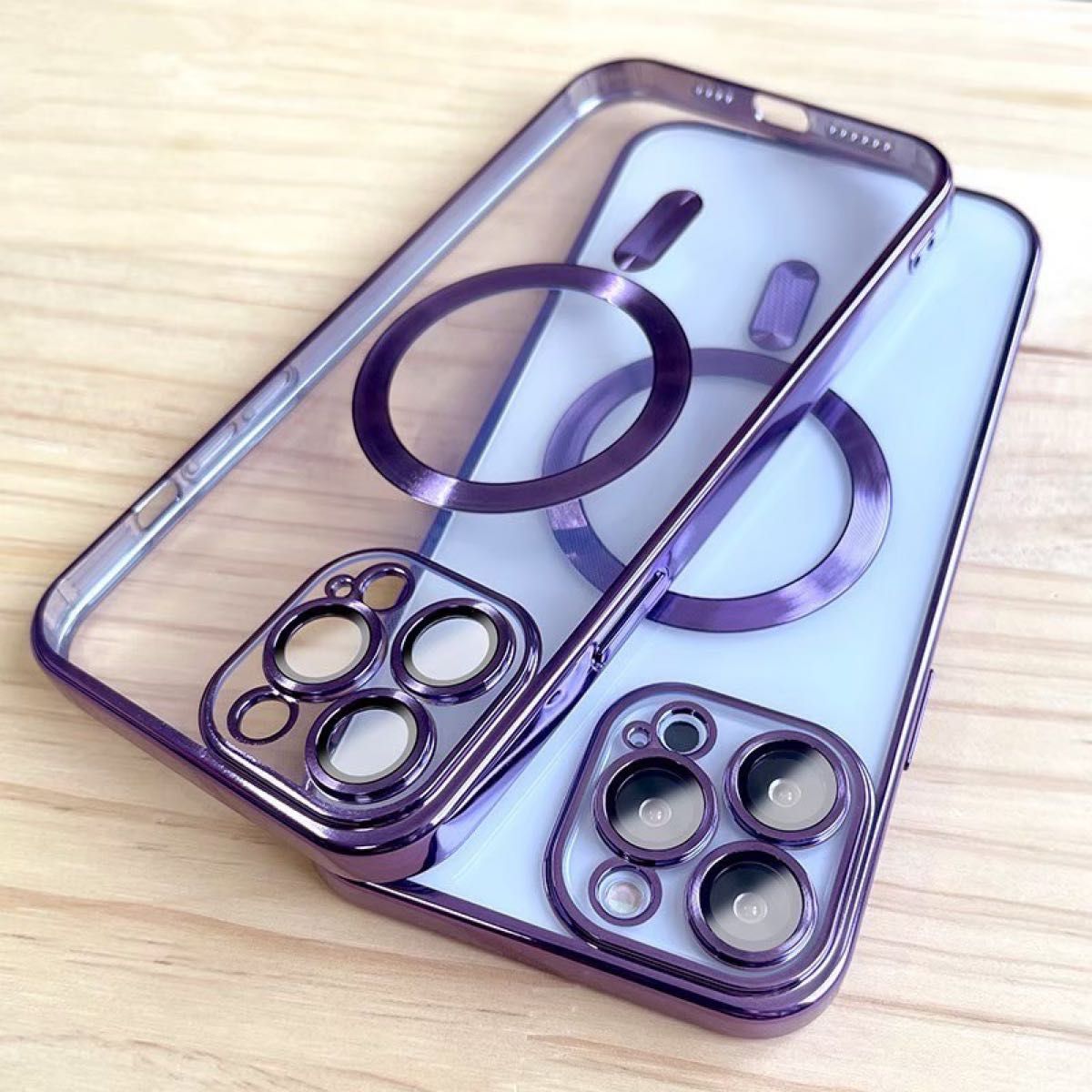 iPhone15 ケース MagSafe対応 マグセーフ レンズ保護 暗紫色 ダークパープル  アイフォンカバー