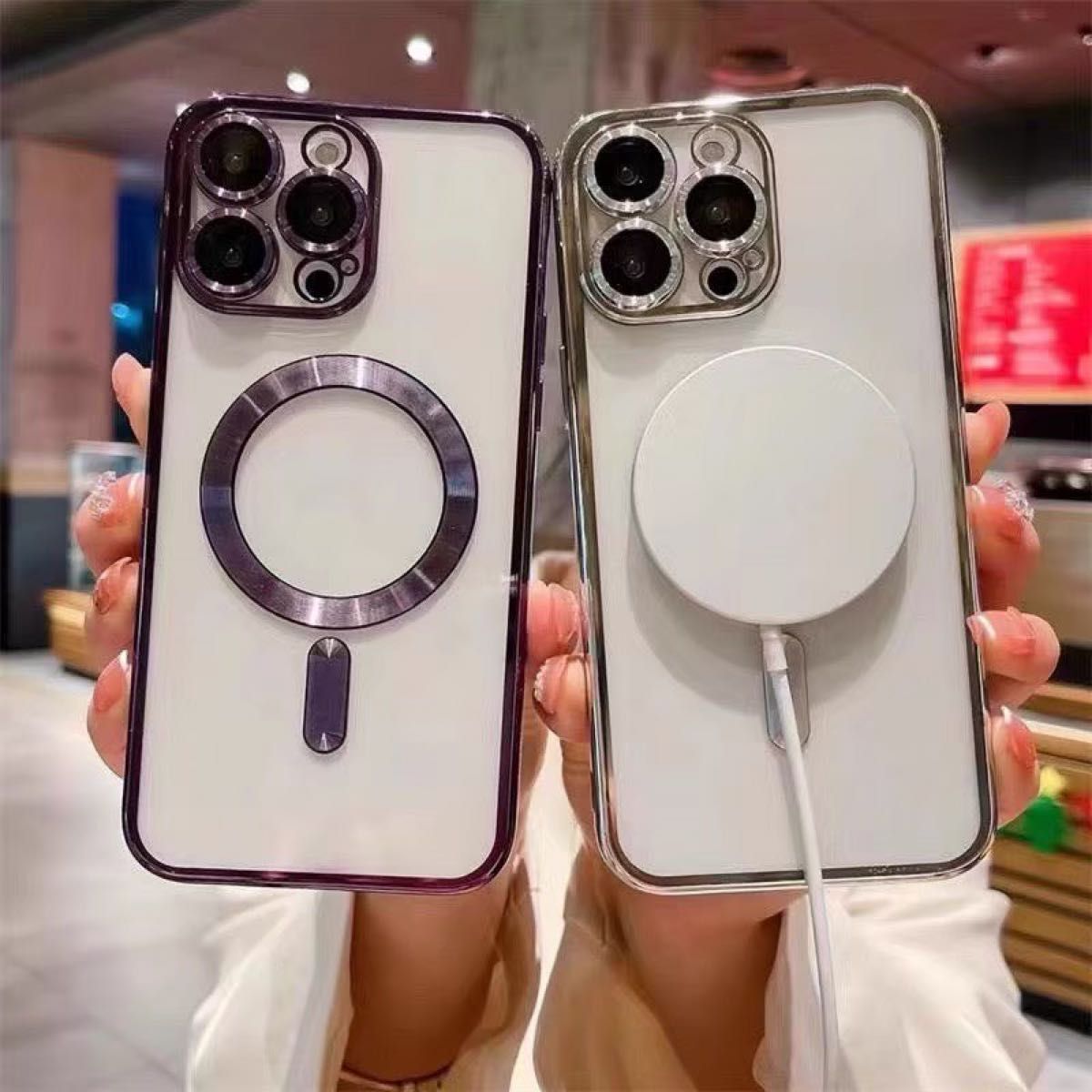 iPhone15Pro ケース MagSafe対応 マグセーフ レンズ保護 ダークパープル 暗紫色 アイフォンカバー