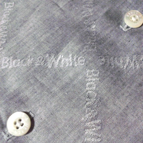 Black＆White 総柄 ポケット 刺繍ロゴ 綿 シャツ グレー LL ゴルフ 日本製 ブラック＆ホワイト ブラックアンドホワイト golf 移動着 練習着の画像6