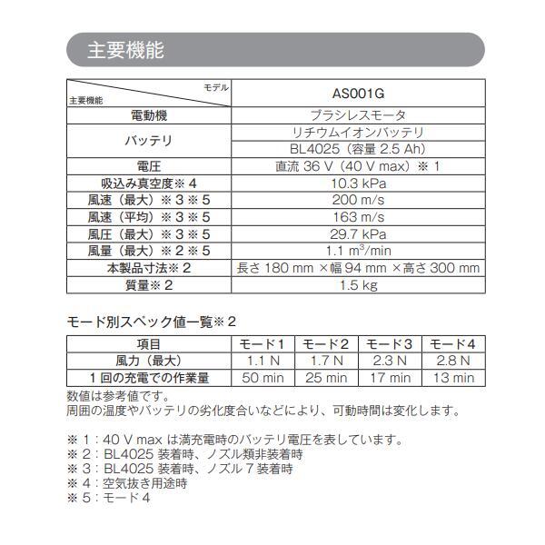 マキタ AS001GZ+ケース 40Vmax 充電式エアダスタ 【本体+ケース】 ■安心のマキタ純正/新品/未使用■_画像2