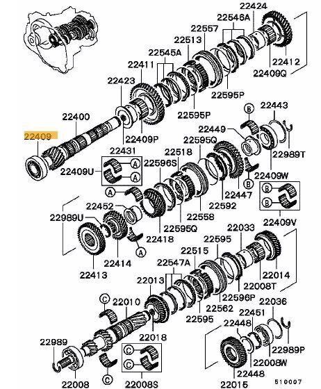 NSK MD747745 ランサー エボリューション ミッション MT ベアリング 純正 三菱 CT9A エボ7の画像4