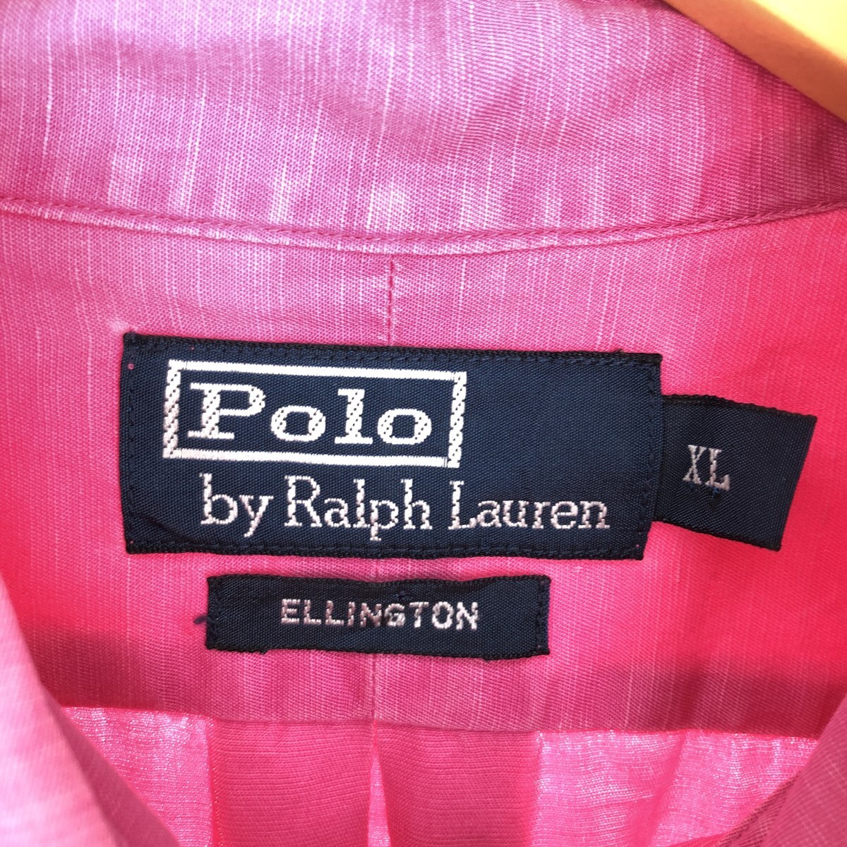 古着 ラルフローレン Ralph Lauren ELLINGTON リネン混 半袖 シルク ボタンダウンシャツ メンズXL /eaa446591_画像3