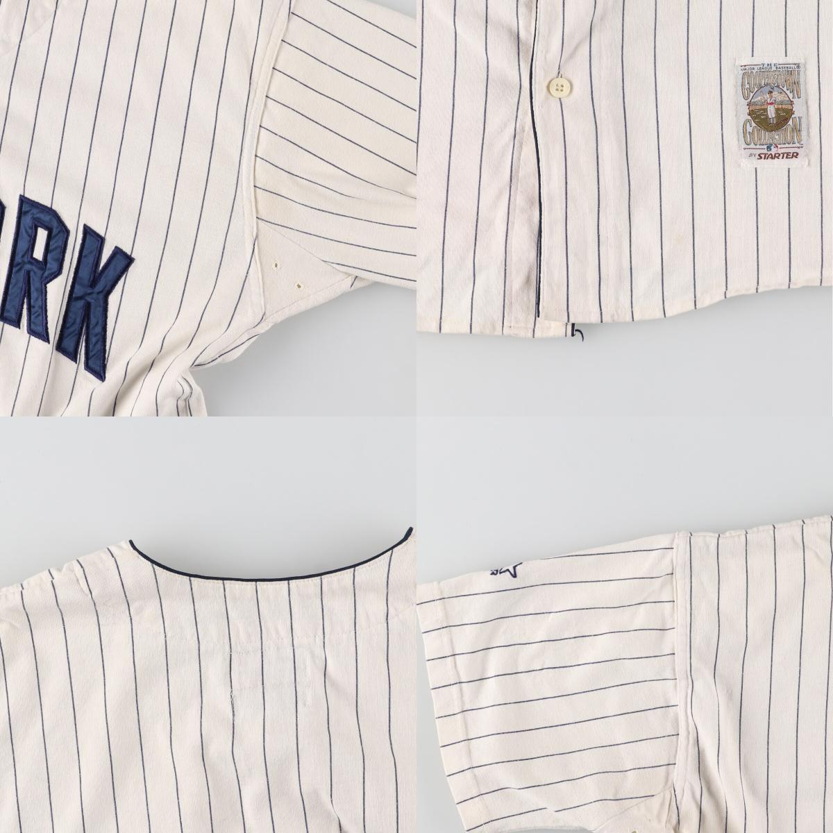 古着 90年代 スターター MLB ニューヨークヤンキース ストライプ柄 ゲームシャツ ベースボールシャツ メンズXL ヴィンテージ /eaa445665_画像9