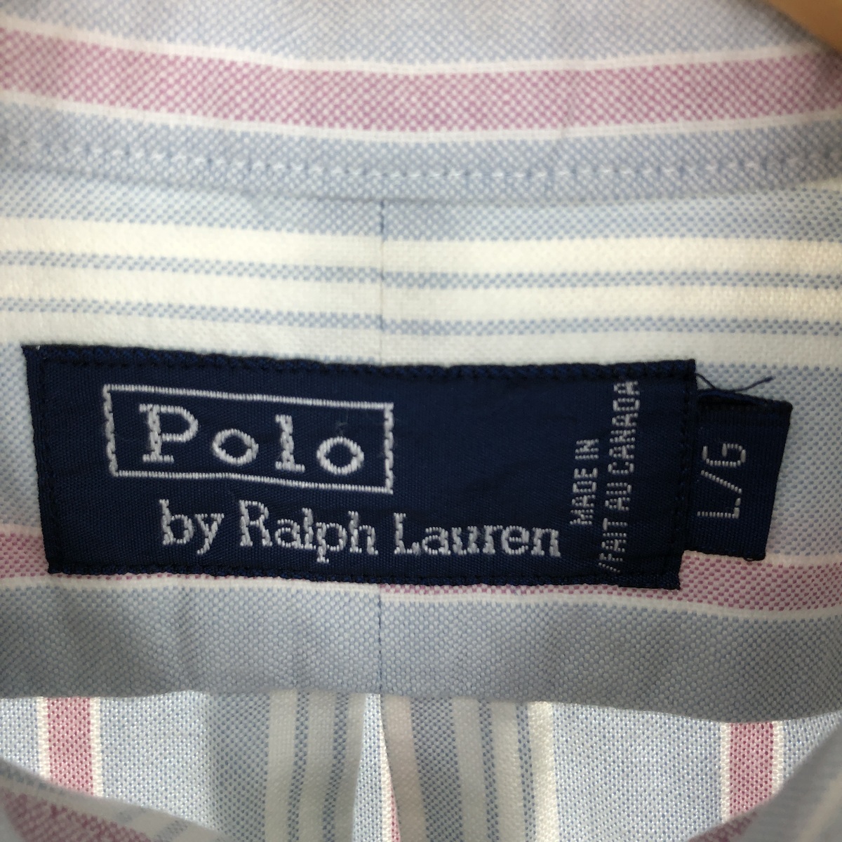 古着 ラルフローレン Ralph Lauren POLO by Ralph Lauren 長袖 ボタンダウンストライプシャツ カナダ製 メンズL /eaa446978_画像3