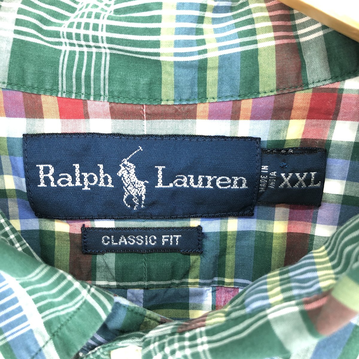 古着 ラルフローレン Ralph Lauren CLASSIC FIT タータンチェック 半袖 ボタンダウン チェックシャツ メンズXXL /eaa443779_画像3