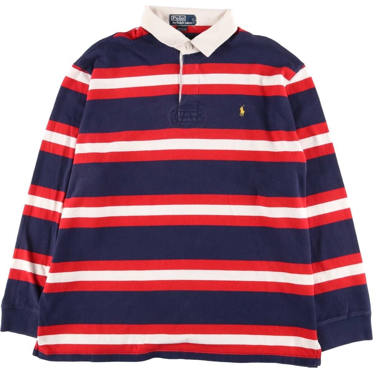 古着 ラルフローレン Ralph Lauren POLO by Ralph Lauren ボーダー柄 長袖 ラガーシャツ メンズXL /eaa444577_画像1