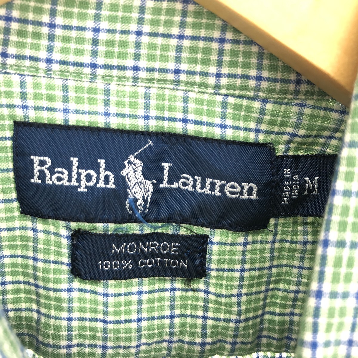 古着 ラルフローレン Ralph Lauren MONROE 半袖 ボタンダウン チェックシャツ メンズM /eaa448659_画像3