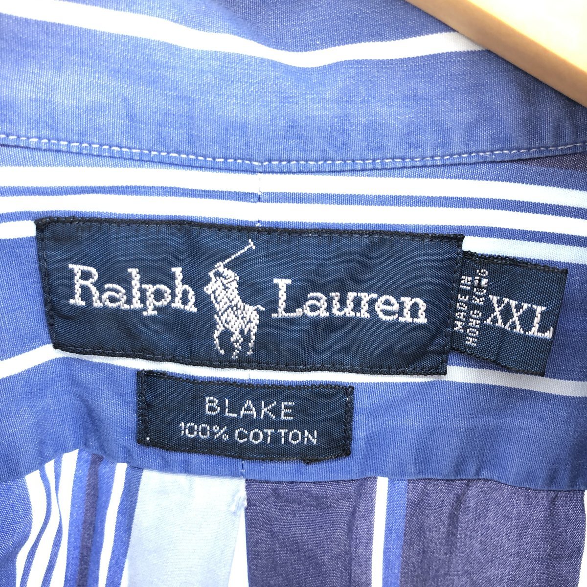 古着 ラルフローレン Ralph Lauren BLAKE マルチストライプ 半袖 ボタンダウン ストライプシャツ メンズXXL /eaa448657_画像3