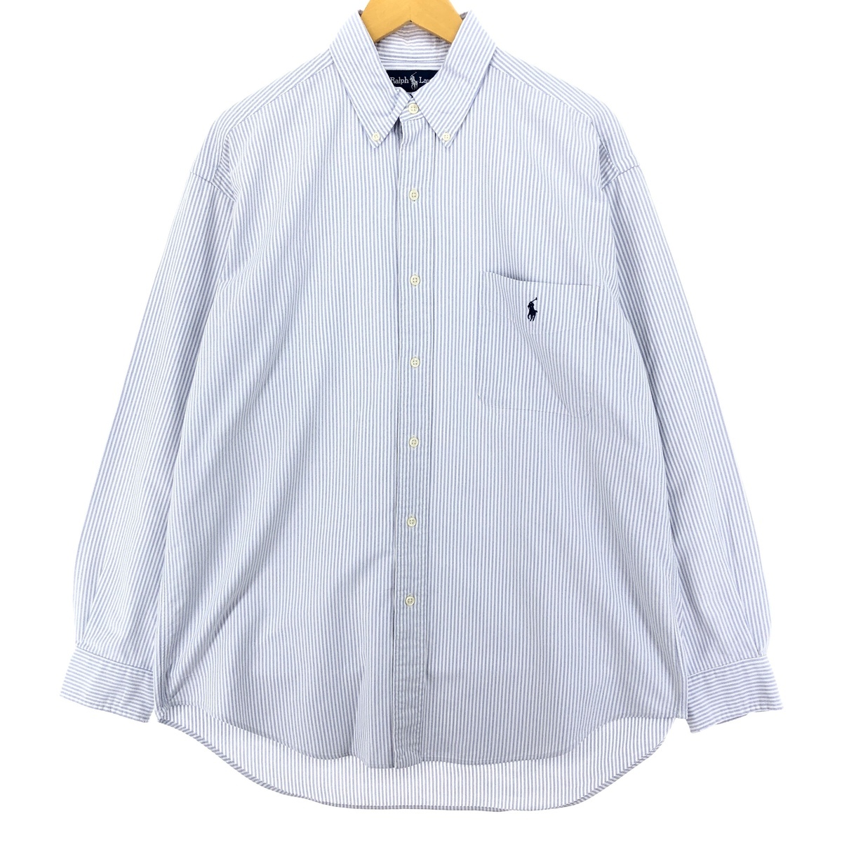 古着 ラルフローレン Ralph Lauren BIG SHIRT 長袖 ボタンダウンストライプシャツ メンズM /eaa448868_画像1