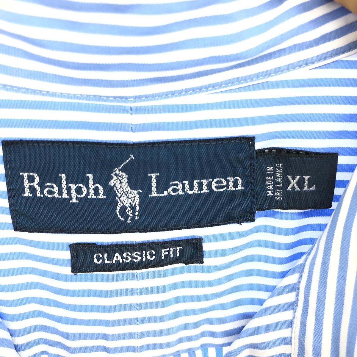 古着 ラルフローレン Ralph Lauren CLASSIC FIT クラシックフィット 半袖 ボタンダウン ストライプシャツ メンズXL /eaa448667_画像3