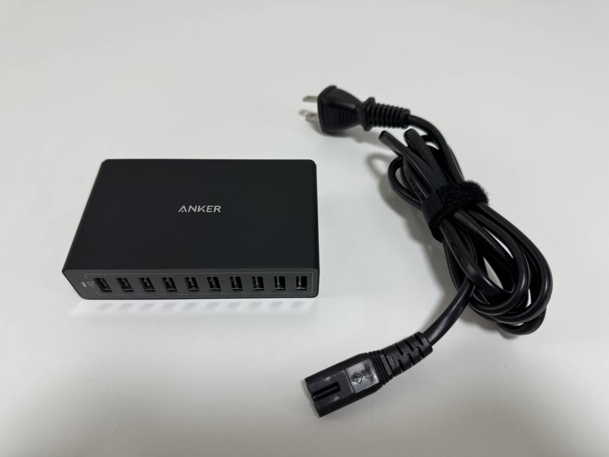 【中古正常動作品】Anker PowerPort 10 (60W 10ポート USB急速充電器 USBケーブル付属)