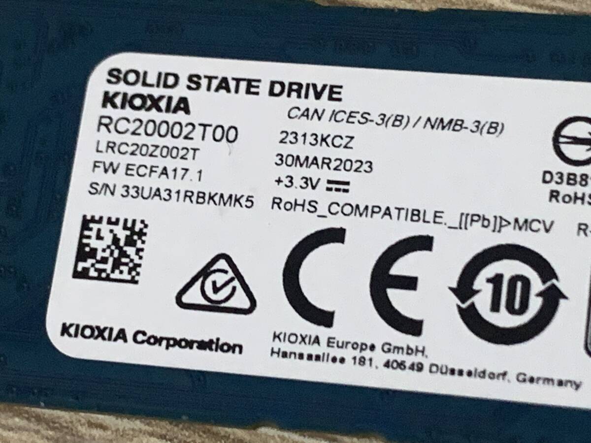 ☆中古SSD☆『キオクシア（KIOXIA）EXCERIA G2 2TB PCIe Gen3x4 内蔵SSD（SSD-CK2.0N3G2/N）』☆送料込☆_画像2