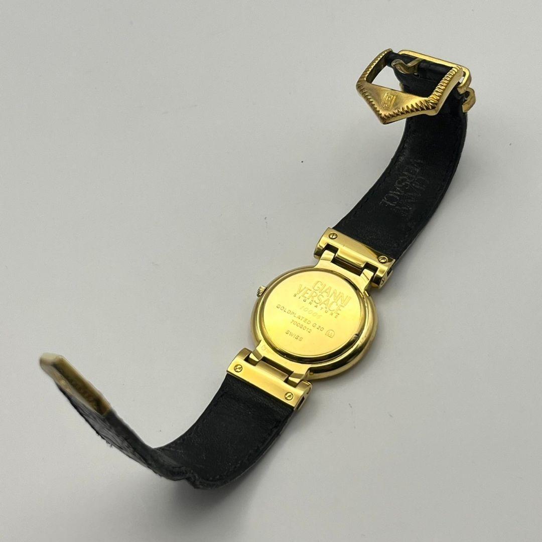 1円 GIANNI VERSACE ジャンニ ヴェルサーチ 7008012 メデューサ レディース腕時計 クォーツ ロゴ 純正レザーベルト 可動 稼働 動作品_画像9