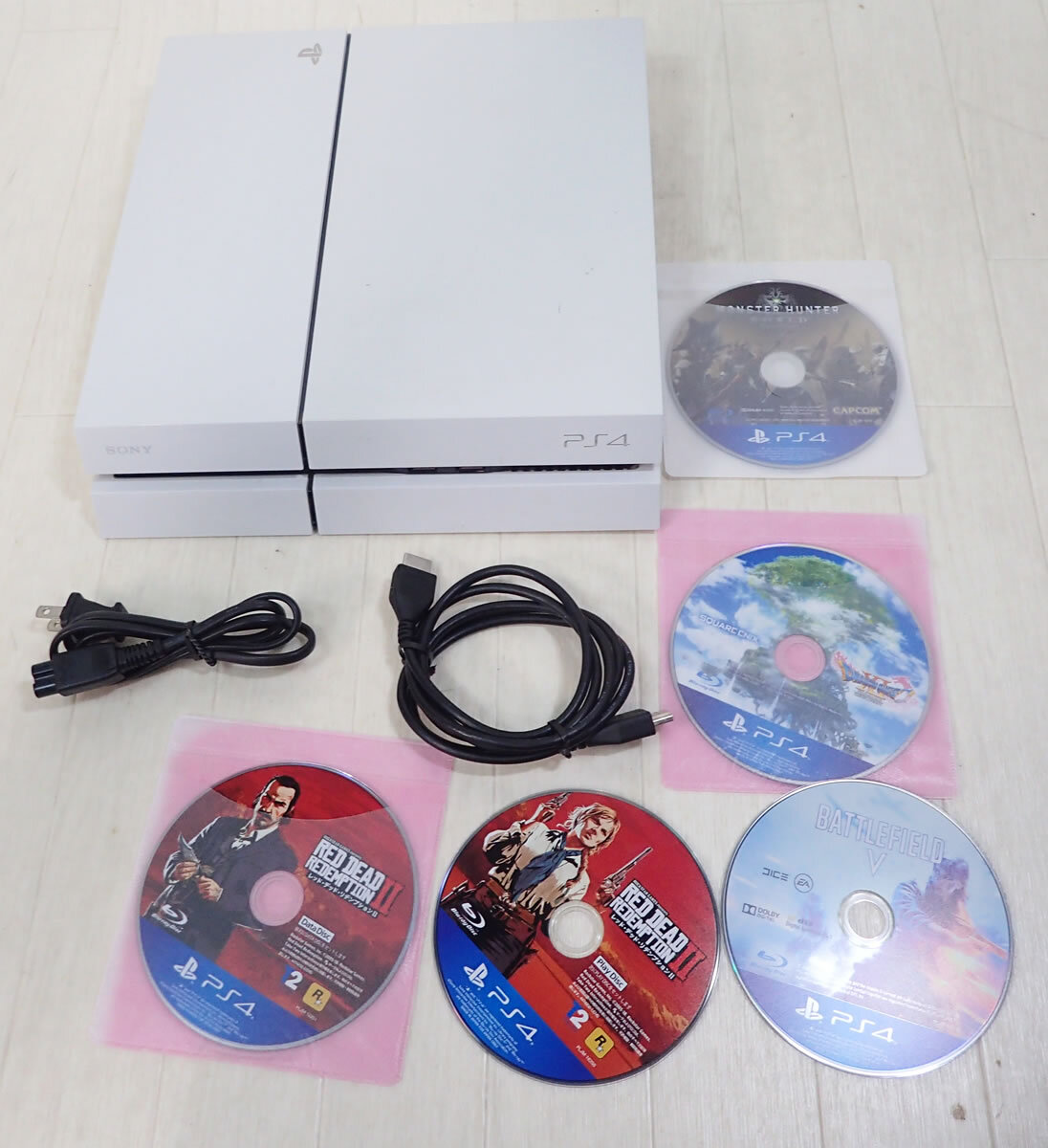 Sony PlayStation 4 500GB 白 CUH-1100A ソフト(ディスクのみ)セット 中古 D602_画像1