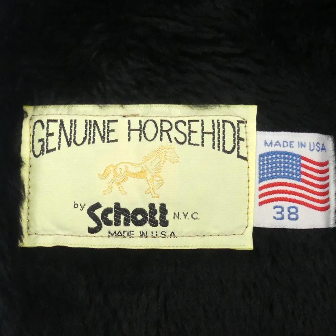 即決★アメリカ製 Schott★メンズ M レザーライダースジャケット ショット 671 USA 38 黒 本革 シングル 馬革 ホースハイド 立襟_画像9