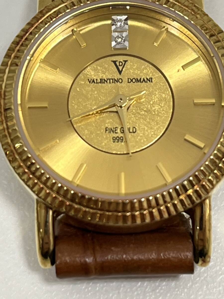 【SYC-4113】1円スタート VALENTINO DOMANI 腕時計 FINE GOLD 999.9 VD-1023 レディース クォーツ 不動 動作未確認 中古 保管品_画像4