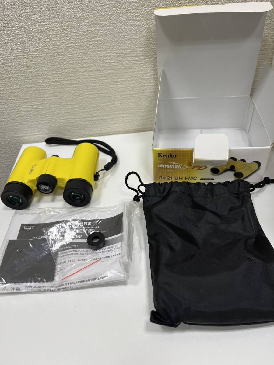 [SYC-4203]1 jpy start Kenko Kenko ultraVIEW H 8x21 DH FMC yellow binoculars long-term keeping goods 