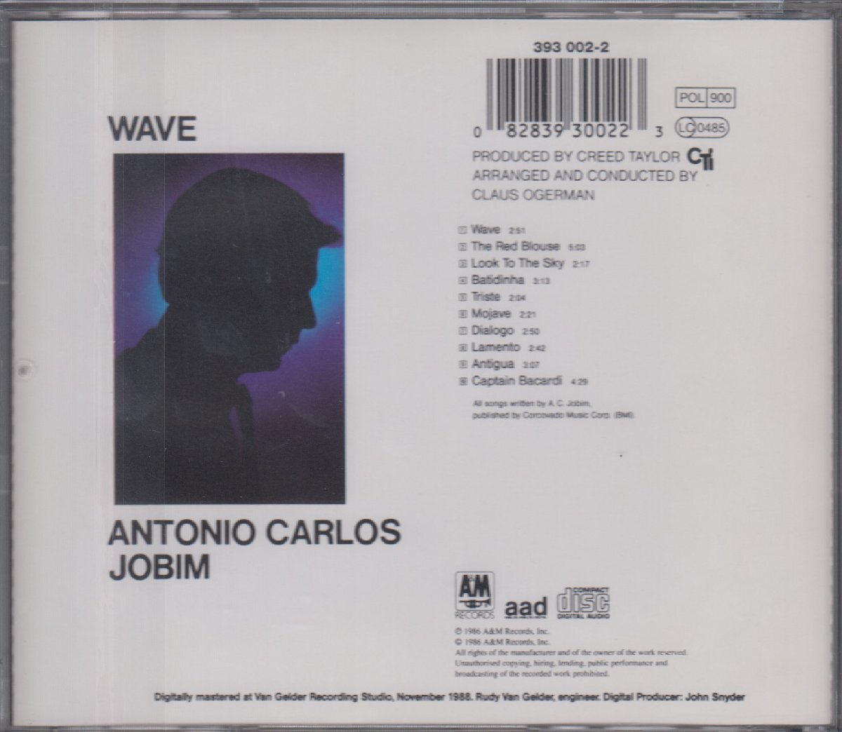 Antonio Carlos Jobim アントニオ・カルロス・ジョビン / Wave　 ★中古輸入盤 /393002-2/240501_画像2