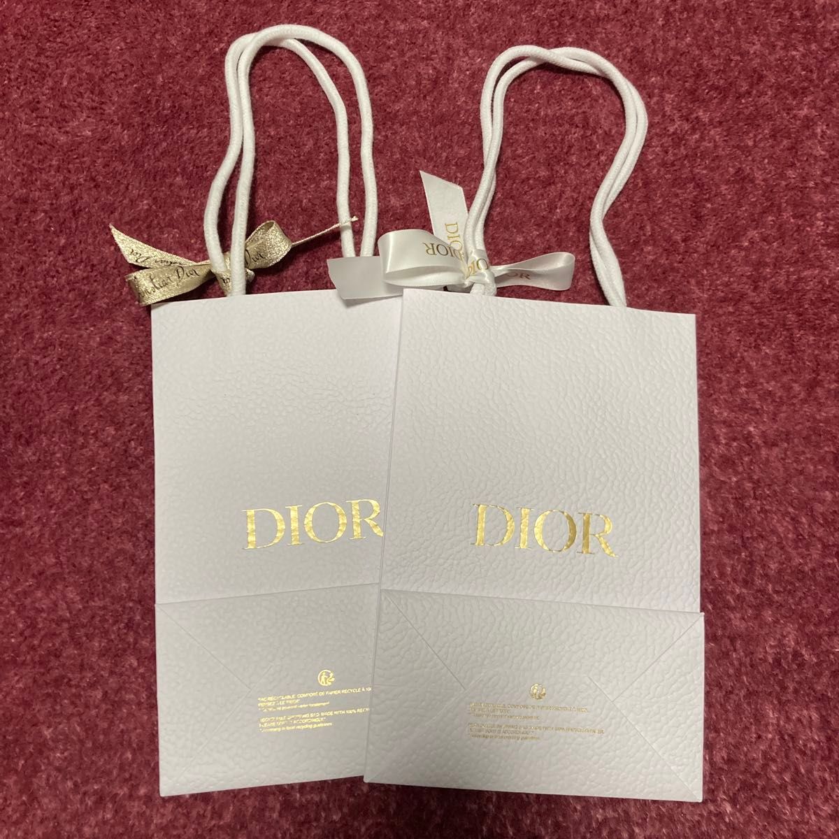 (中)Dior ゴールドロゴ ショッパー 2点セット リボン付き