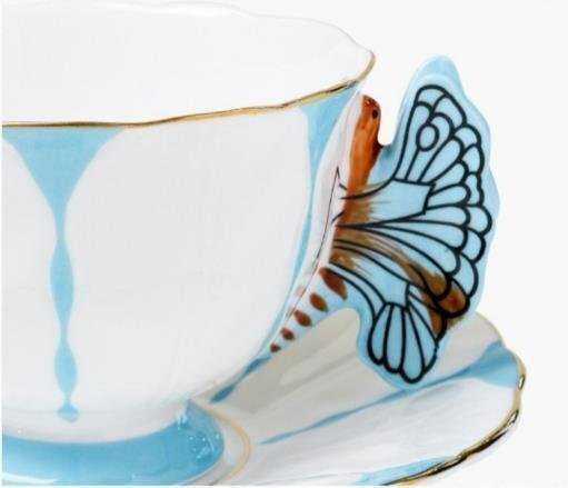 Aynsley エインズレイ　イギリス　洋食器　茶器　蝴蝶柄　蝶々　カップ＆ソーサー　2点セット　お祝い　プレゼント　ブルー_画像4