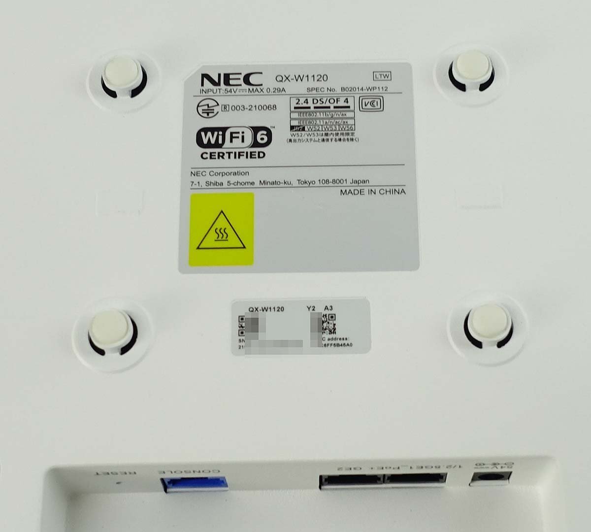 初期化済 NEC QX-W1120 無線LAN アクセスポイント AP ルーター NEC Router 中古 ネットワーク 通信 S051304_画像3