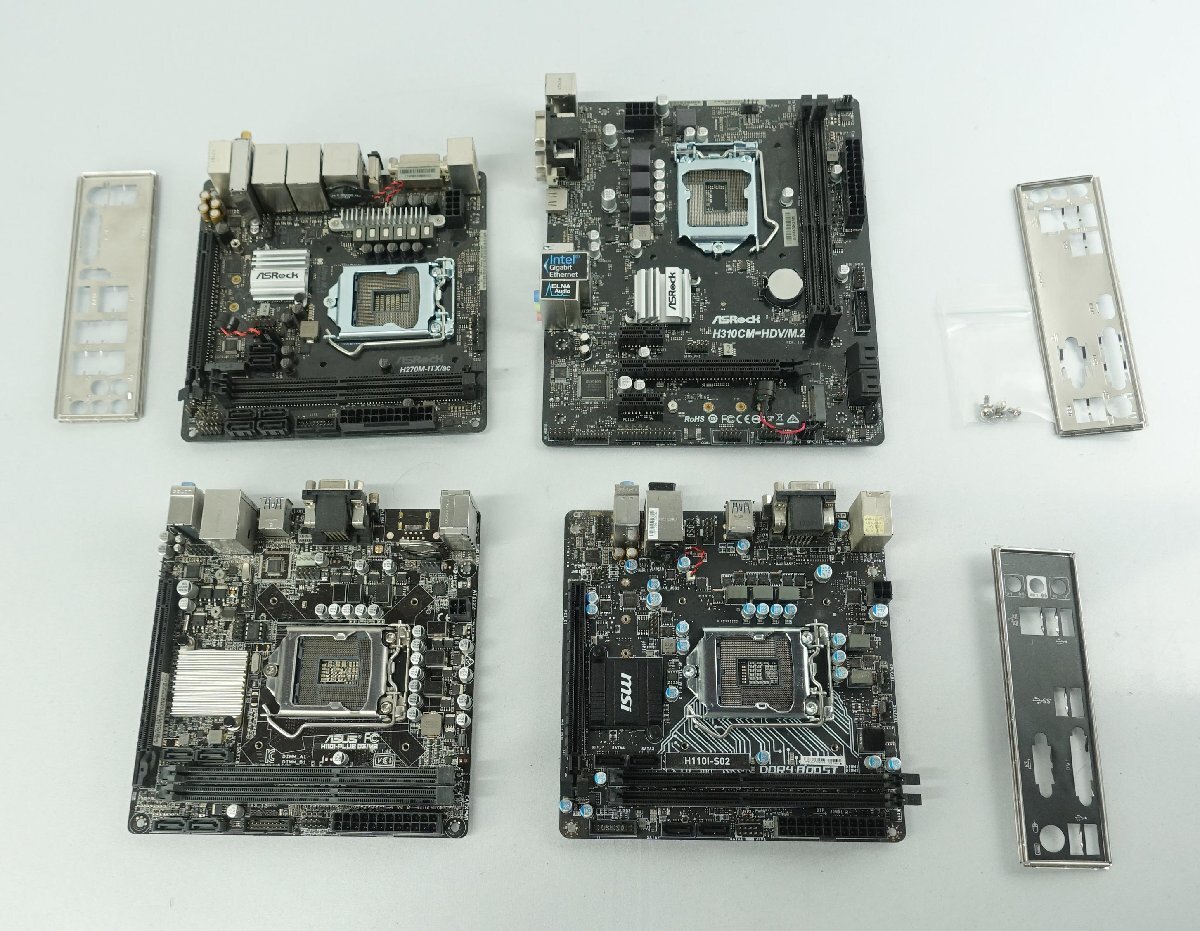 4台set BIOS起動OK1台/ジャンク3台 マザーボード ASRock H270M-ITX/ac/H310CM-HDV/M.2/ASUS H110I-PLUS D3/MS/MSI H110I-S02 基盤 N051001Hの画像1